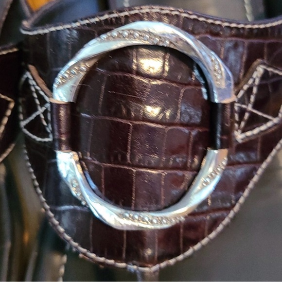 Brighton Women's Dark Brown Sandals with Silver Accents - Picture 5 of 8